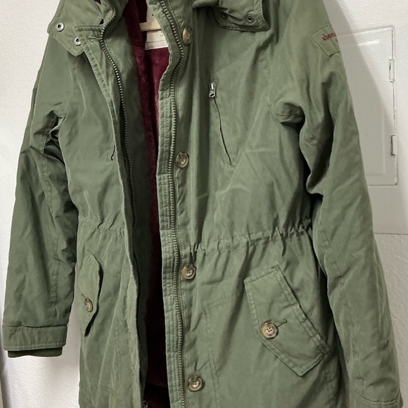 Abercrombie Kids Green Parka with Burgundy Lining Jacket - Picture 2 of 8